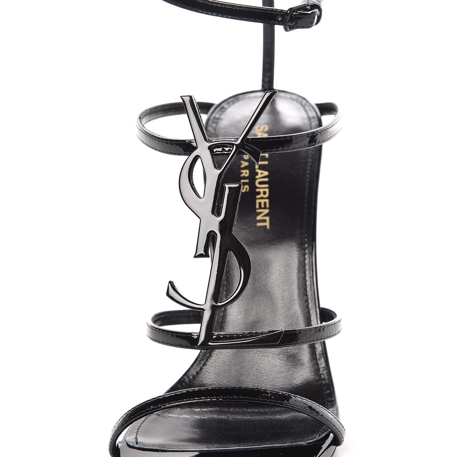 Saint Laurent Patent Cassandra 110 Ankle Strap Sandals 37.5 Black 8 of 9