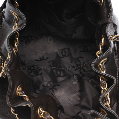 Chanel Calfskin CC Drawstring Bucket Bag Brown 6 of 8