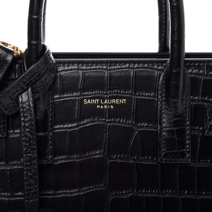 Saint Laurent Calfskin Crocodile Embossed Nano Sac De Jour Black 10 of 10