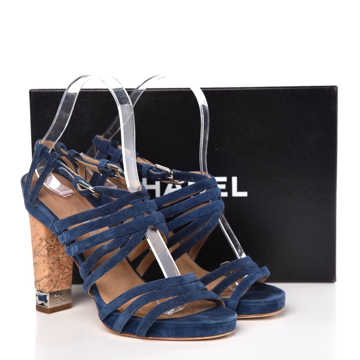 Chanel Suede Cork Sandals 37 Dark Blue 19 of 19