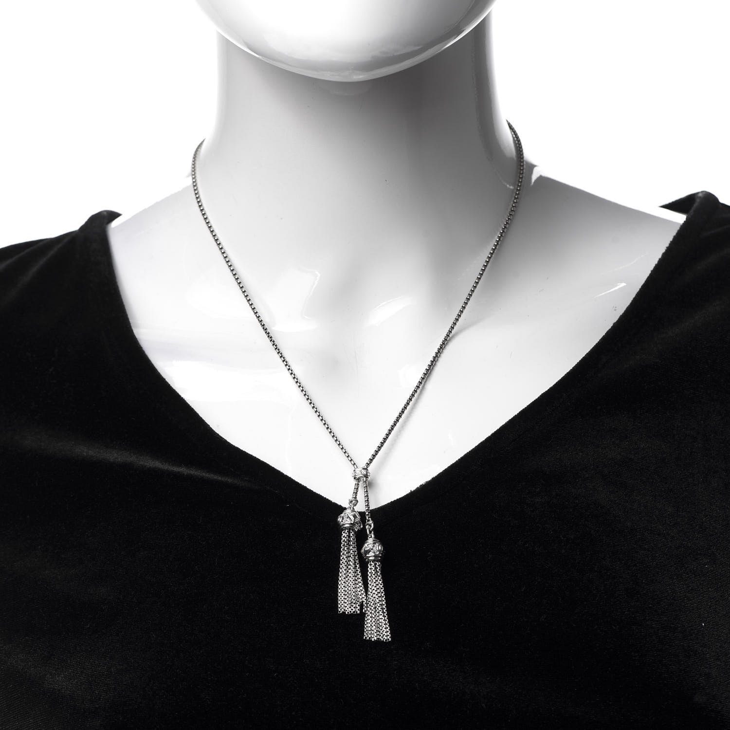 David Yurman Sterling Silver Diamond Renaissance Tassel Necklace 2 of 4