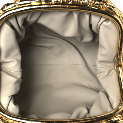 Bottega Veneta Metallic Crinkled Lambskin The Pouch Oversized Clutch Oro 5 of 11