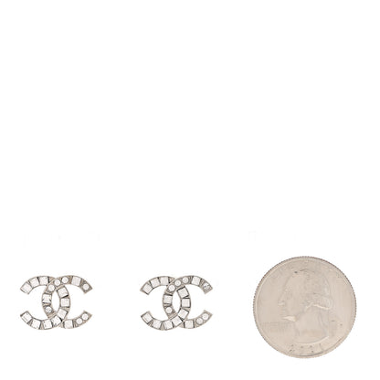 Chanel Baguette Crystal CC Earrings Silver 2 of 5