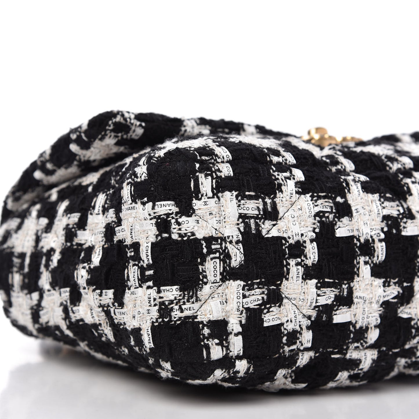 Tweed Quilted Large Chanel 19 Flap Black Ecru White