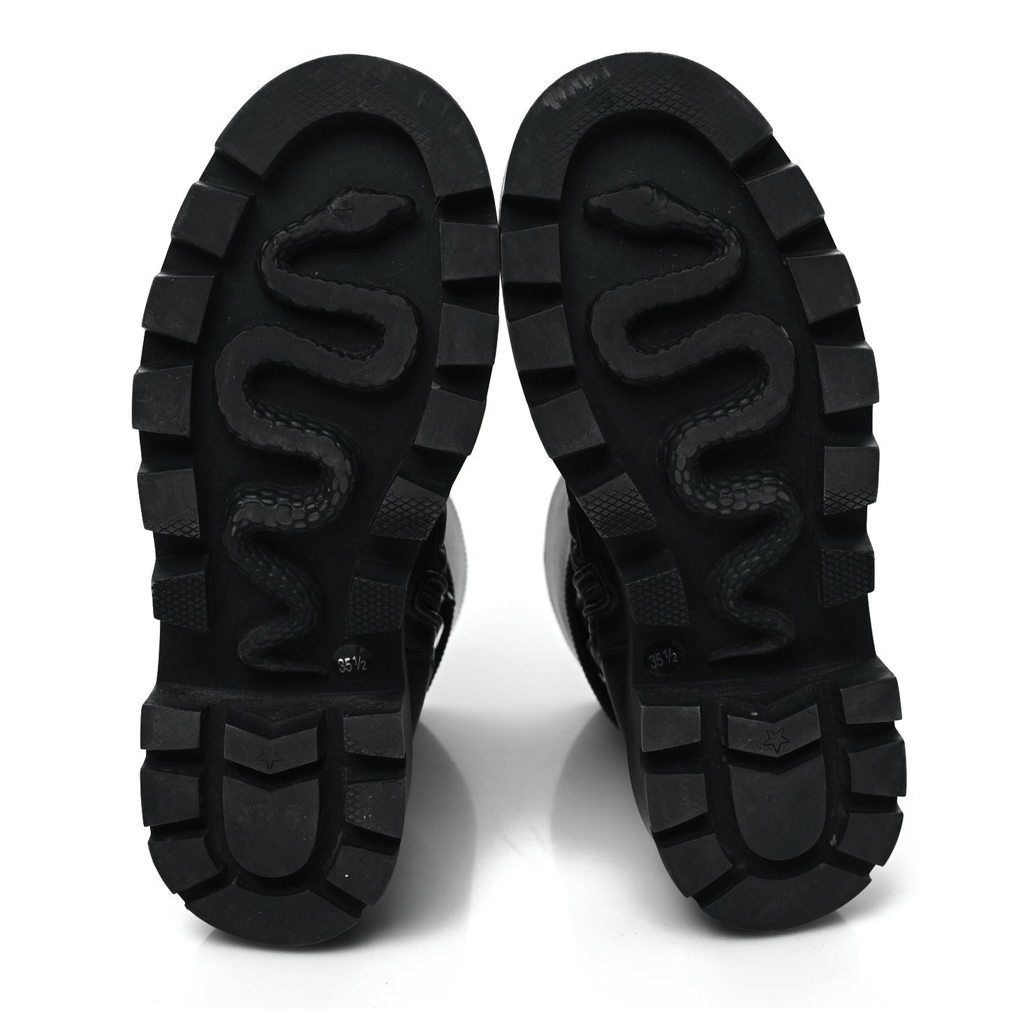 Nappa Frances GG Matelasse Platform Combat Boots 35.5 Black