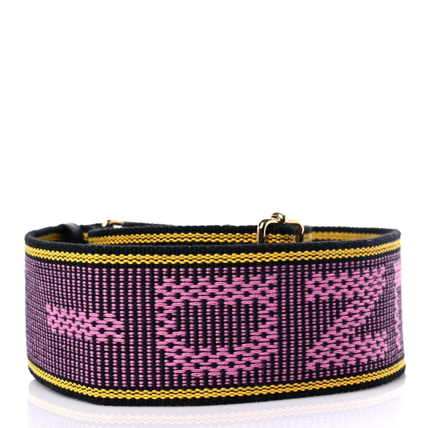 Fendi Cannete Ribbon Poly Vitello Century Logo Adjustable Strap You Lollipop Limon Black 2 of 5
