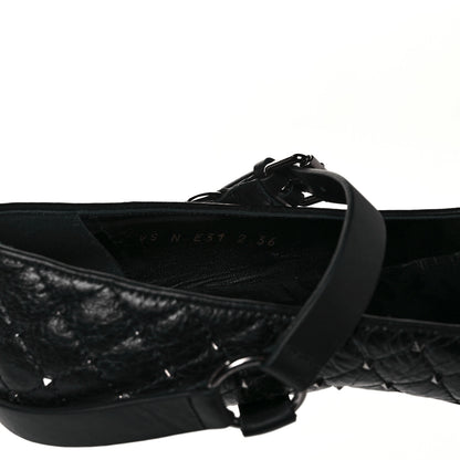 Valentino Garavani Crackled Lambskin Rockstud Spike Captoe Ballerina Flats 36 Black 8 of 9