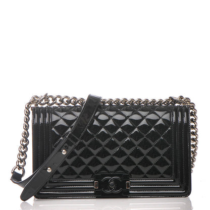 Chanel Patent Calfskin Quilted Medium Plexiglass Boy Flap Black 1 of 9