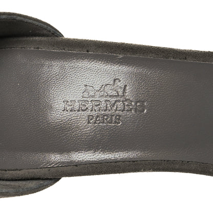 Hermes Suede Goatskin Crystal Premiere 105 Sandals 38 Grey 7 of 7