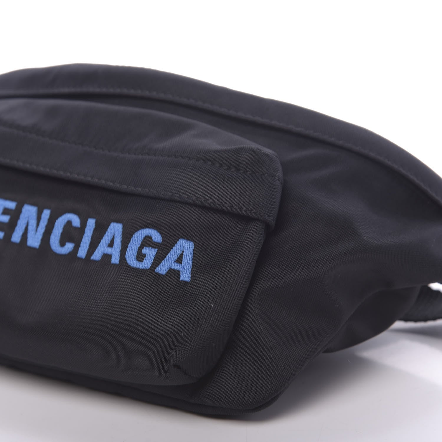 Balenciaga Recycled Sport Nylon Logo Embroidered Wheel Beltpack Black Blue 9 of 10