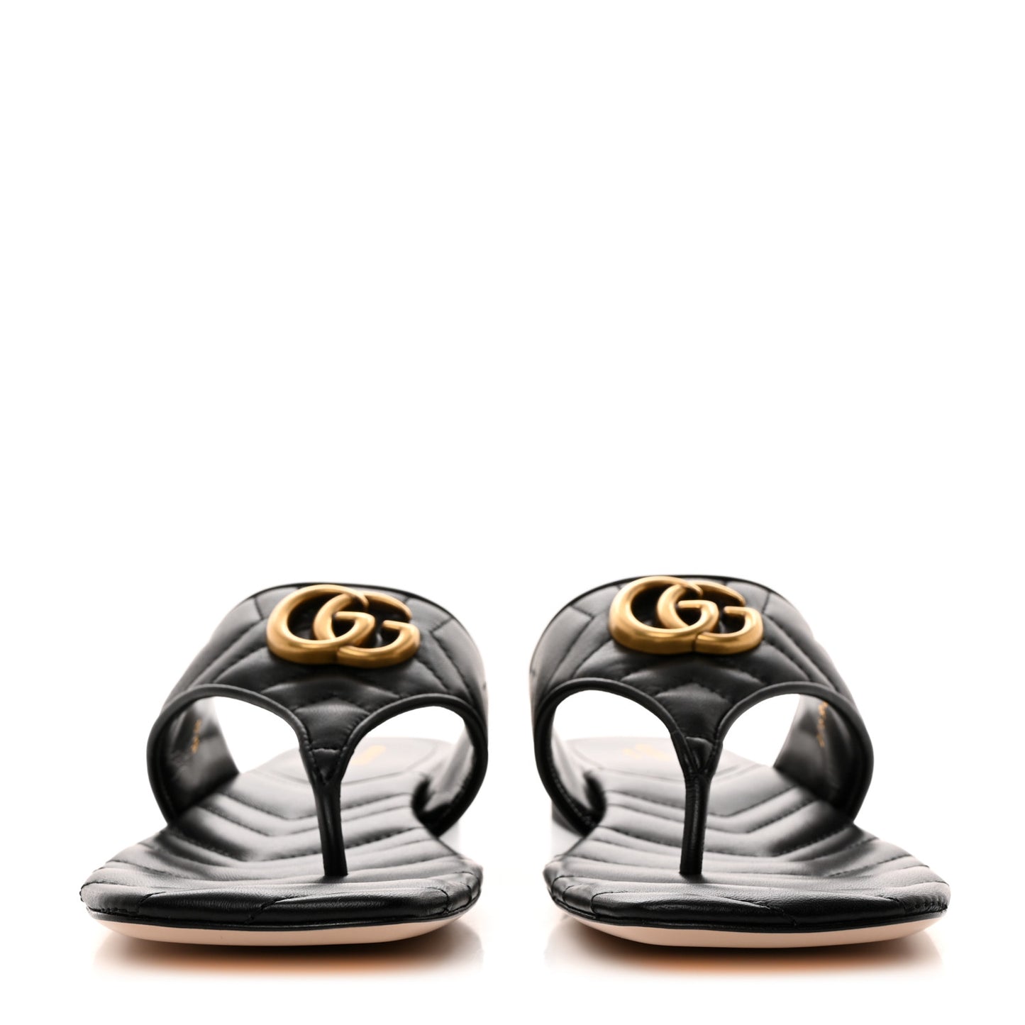 Nappa Charlotte Double G Marmont Thong Sandals 39 Black