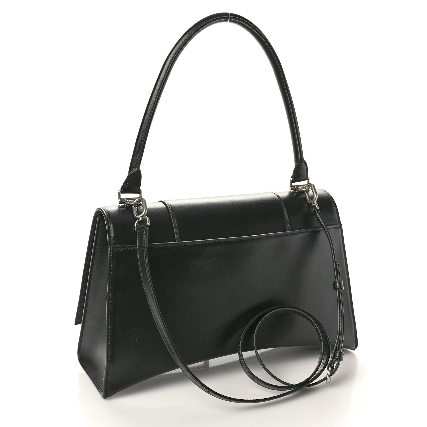 Balenciaga Shiny Box Calfskin Medium Hourglass Hinge Top Handle Bag Black 2 of 9