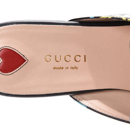 Gucci Calfskin GucciGhost Print Womens Princetown Slippers 38 Black New Acquamarine 8 of 9