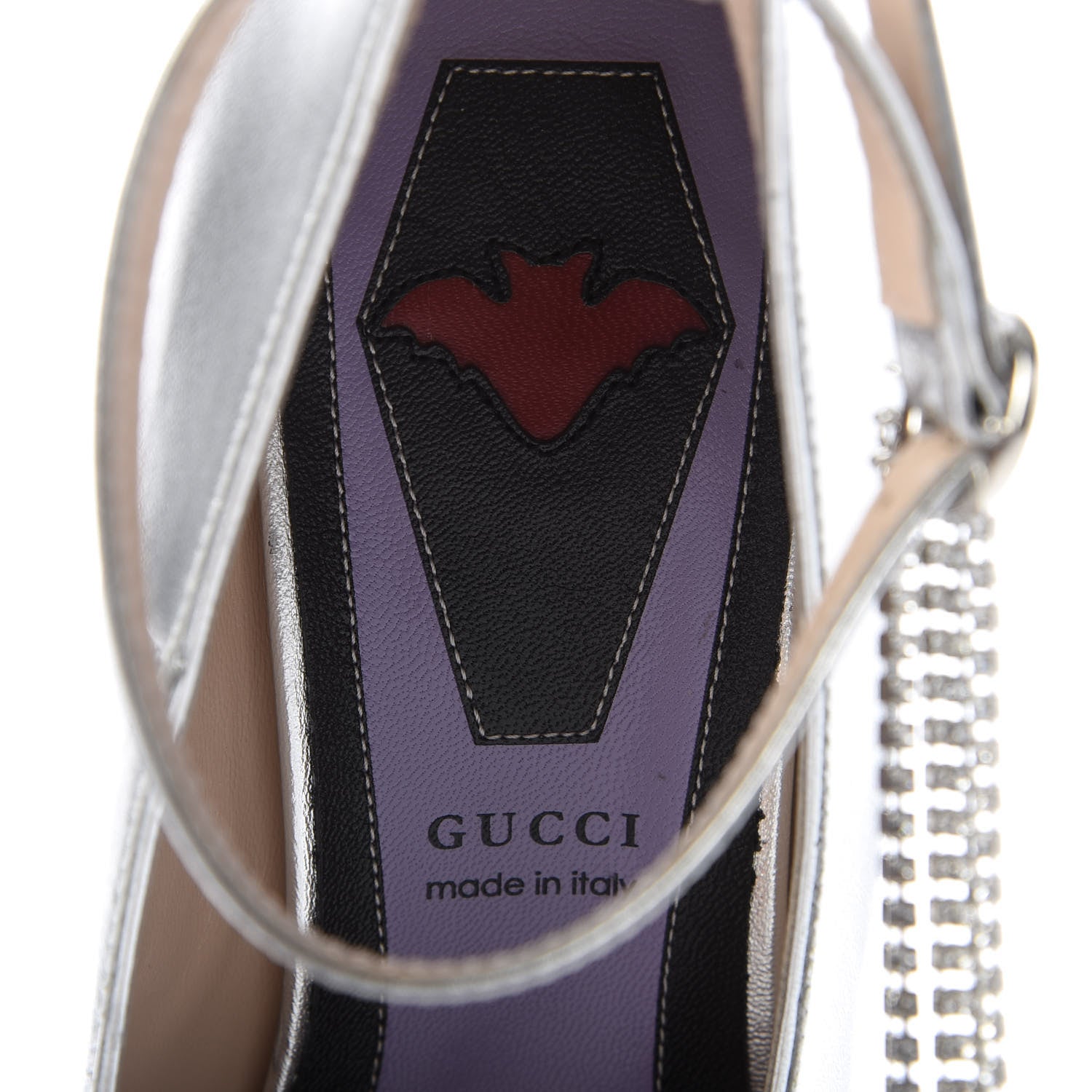 Gucci Metallic Nappa Crystal Square G Mid Heel Pumps 39.5 Silver 8 of 10