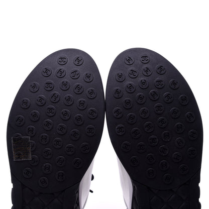 Chanel Calfskin Mesh Lycra Womens Logo Sneakers 39 White Black 10 of 10