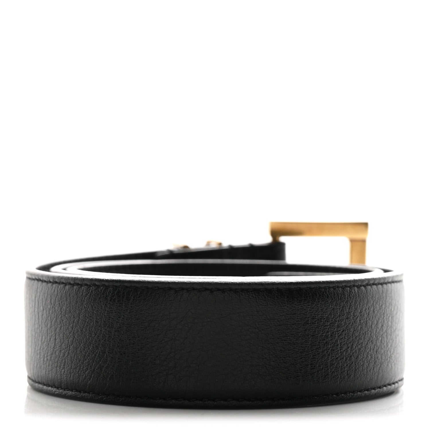 Saint Laurent Smooth Calfskin Monogram Square Buckle Belt 70 28 Black 2 of 6