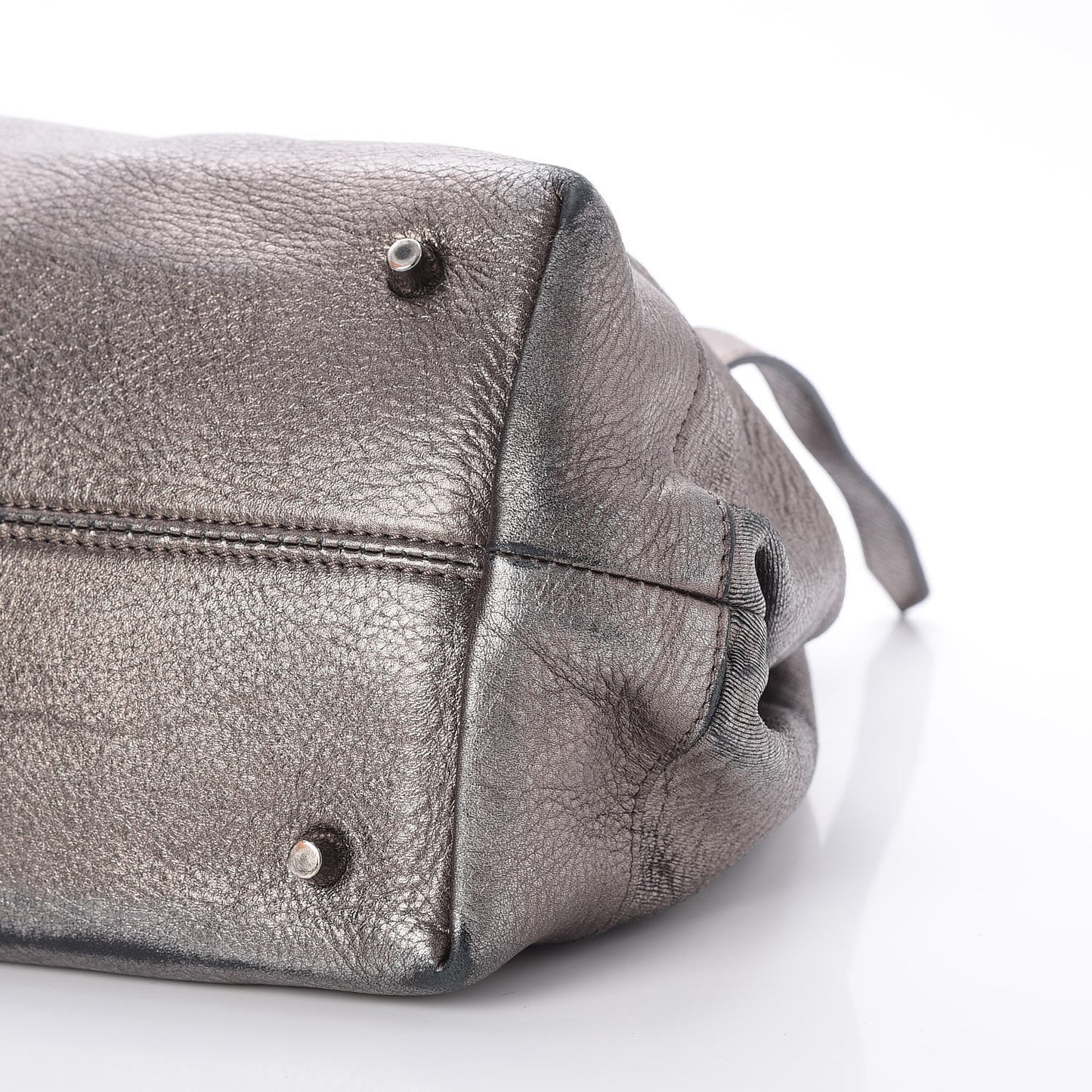Metallic Grained Calfskin Shimmer Check Lawson Satchel Anthracite