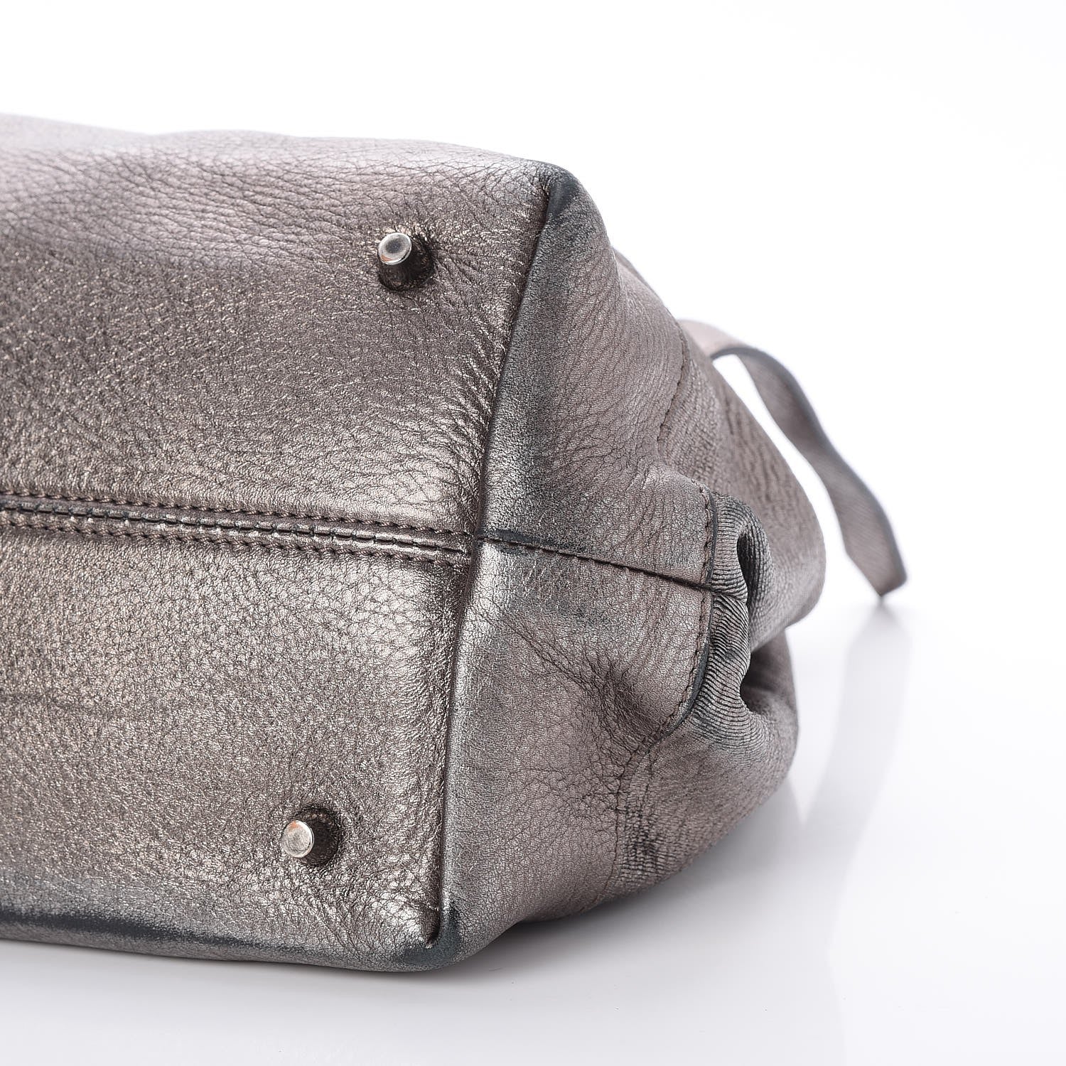 Burberry Metallic Grained Calfskin Shimmer Check Lawson Satchel Anthracite 10 of 10