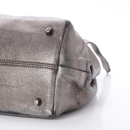 Burberry Metallic Grained Calfskin Shimmer Check Lawson Satchel Anthracite 10 of 10