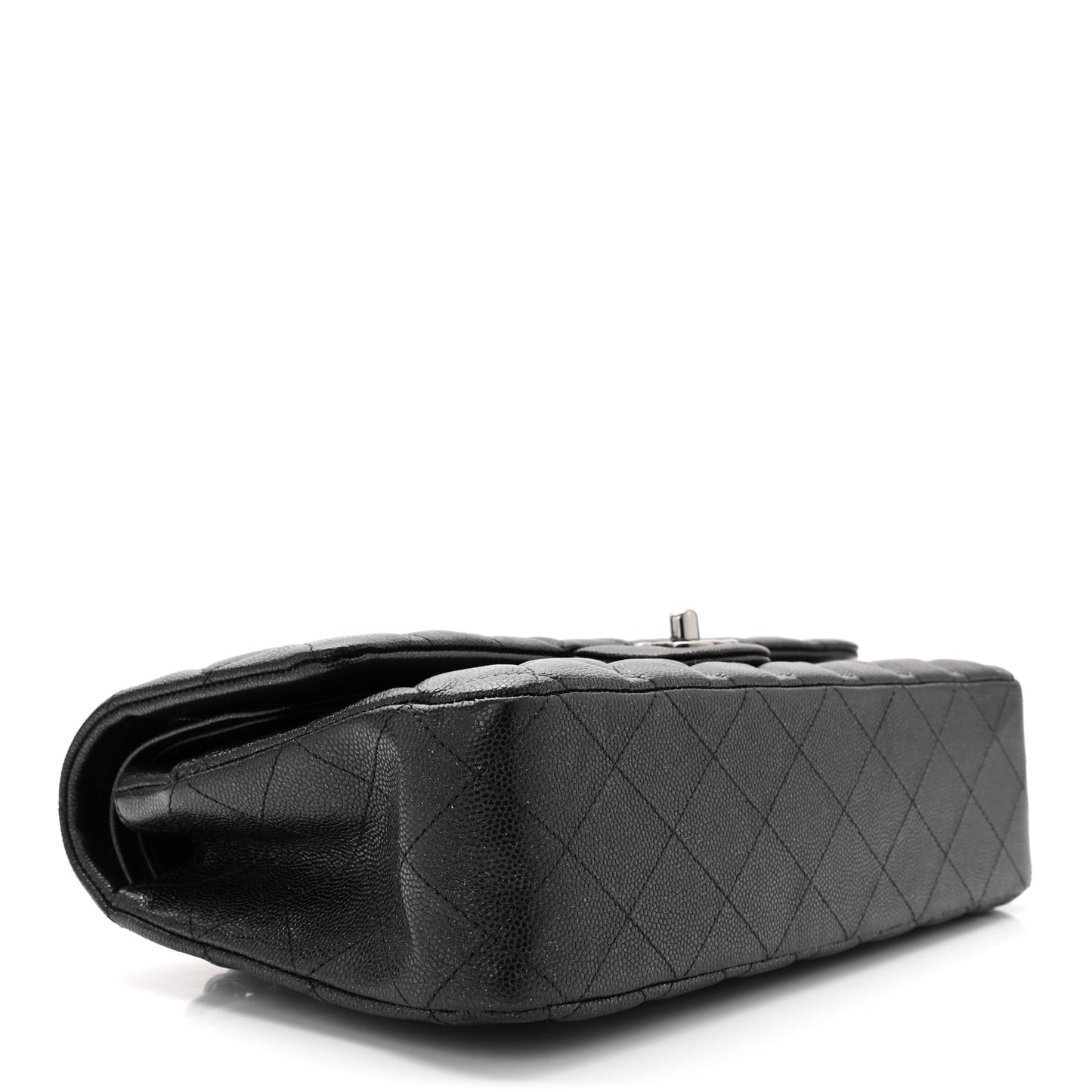 Iridescent Caviar Quilted Medium Double Flap Black