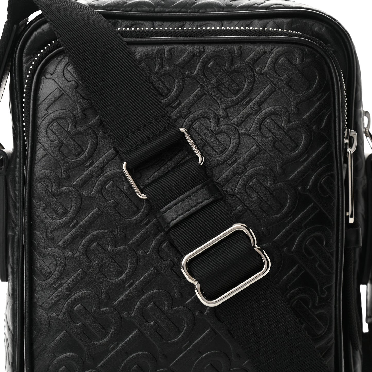Calfskin Embossed TB Freddie Crossbody Bag Black
