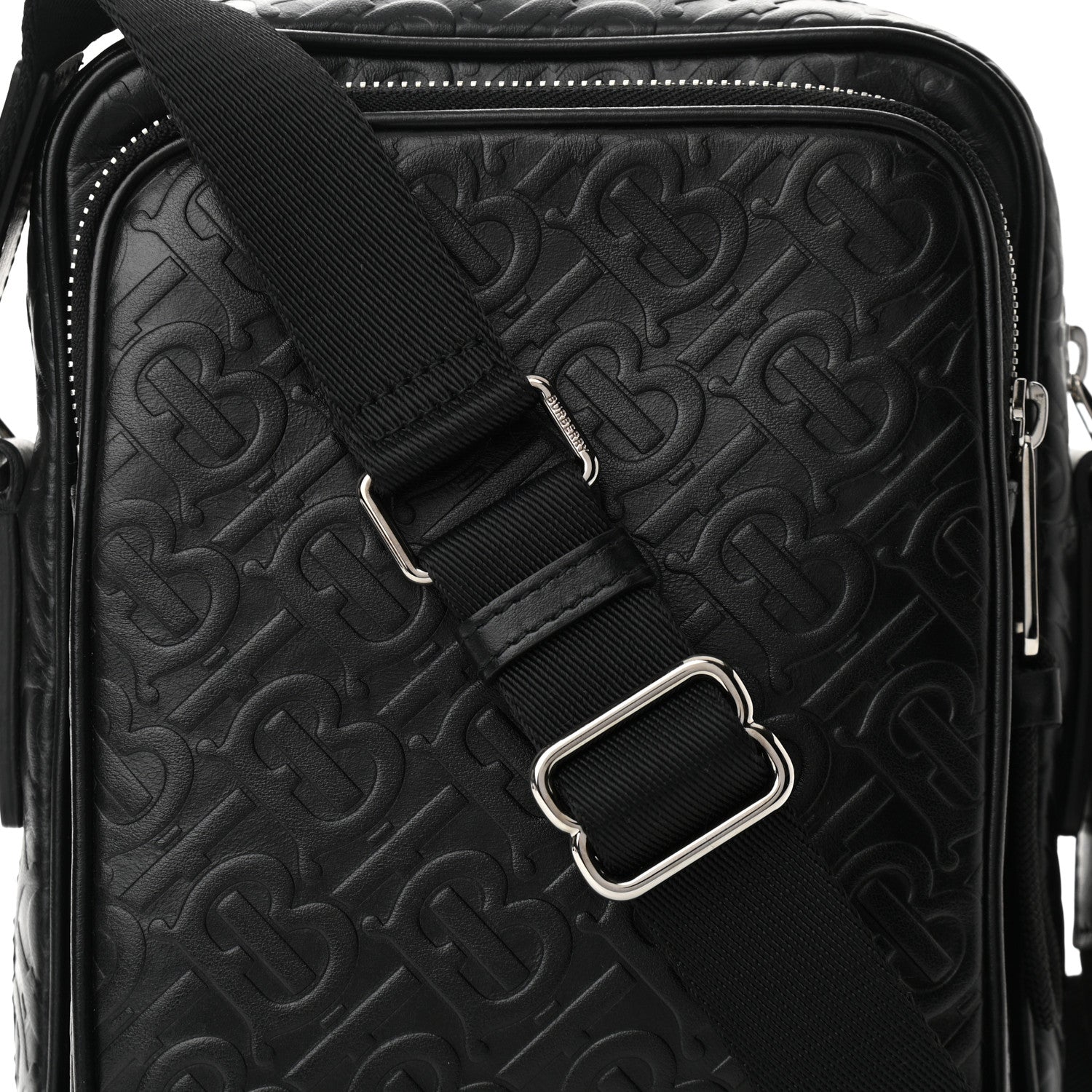 Burberry Calfskin Embossed TB Freddie Crossbody Bag Black 6 of 8