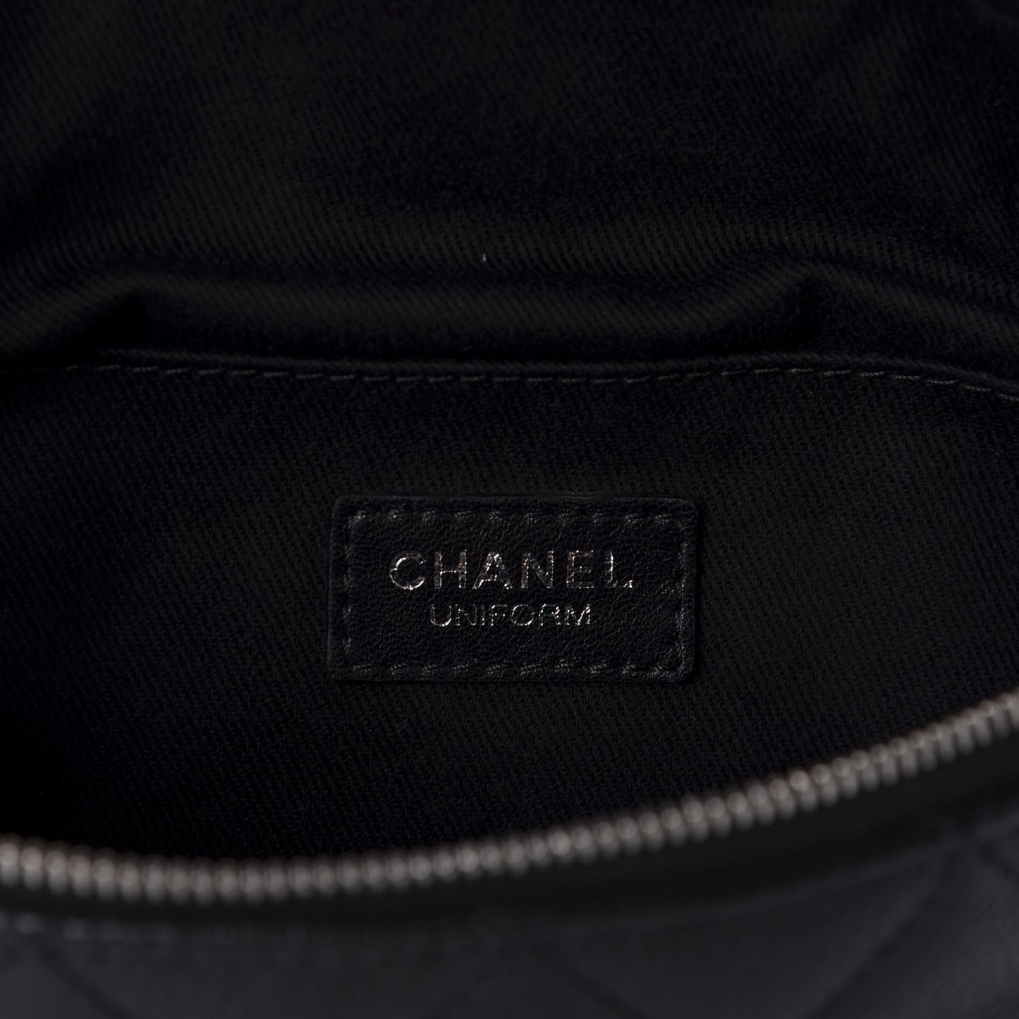 Grained Calfskin Quilted Waist Belt Bag Black