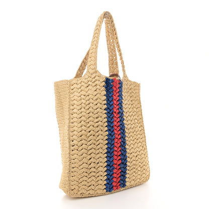Gucci Raffia Effect Interlocking G Tote Bag Beige 3 of 10