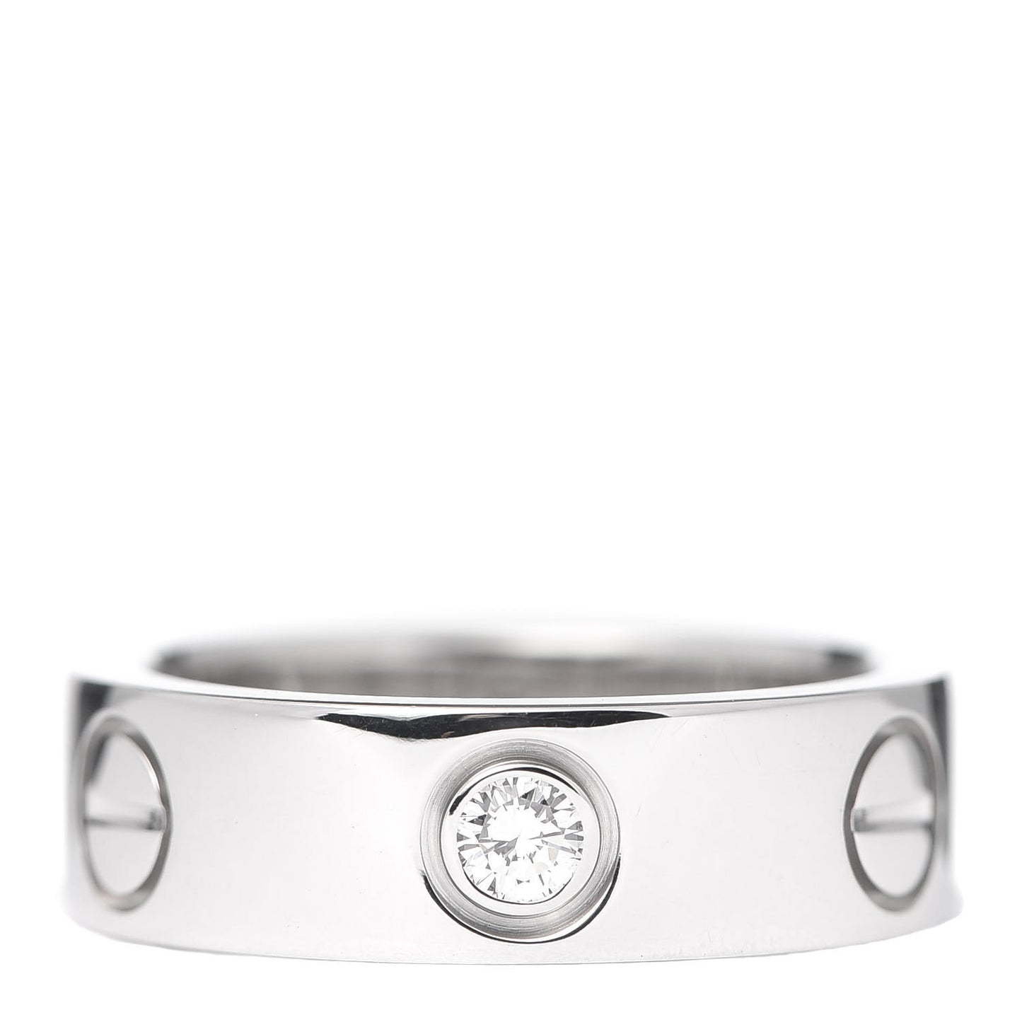 18K White Gold 3 Diamond 5.5mm LOVE Ring 48 4.5
