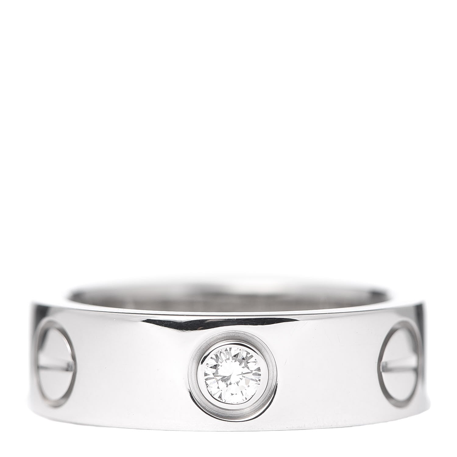 Cartier 18K White Gold 3 Diamond 5.5mm LOVE Ring 48 4.5 3 of 5