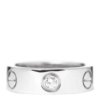 Cartier 18K White Gold 3 Diamond 5.5mm LOVE Ring 48 4.5 3 of 5