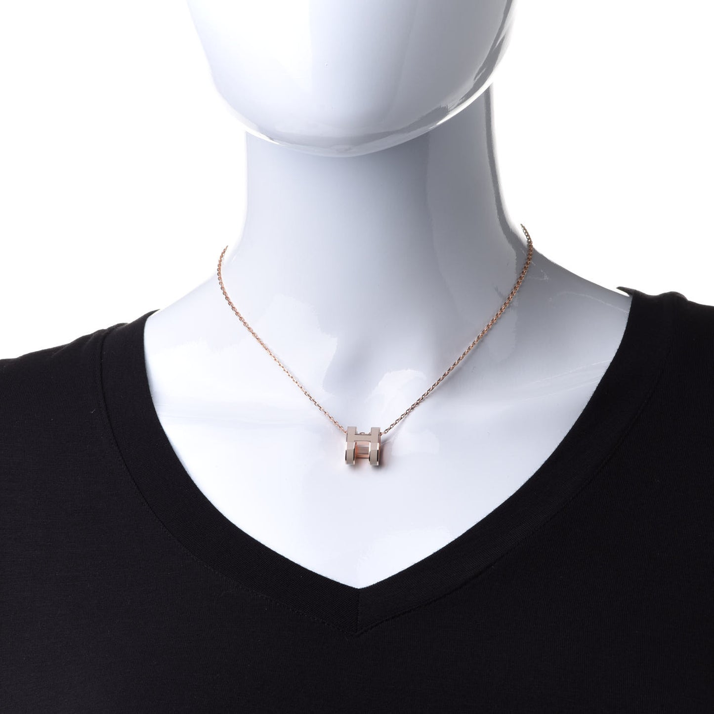 Lacquered Rose Gold Pop H Pendant Necklace Marron Glace