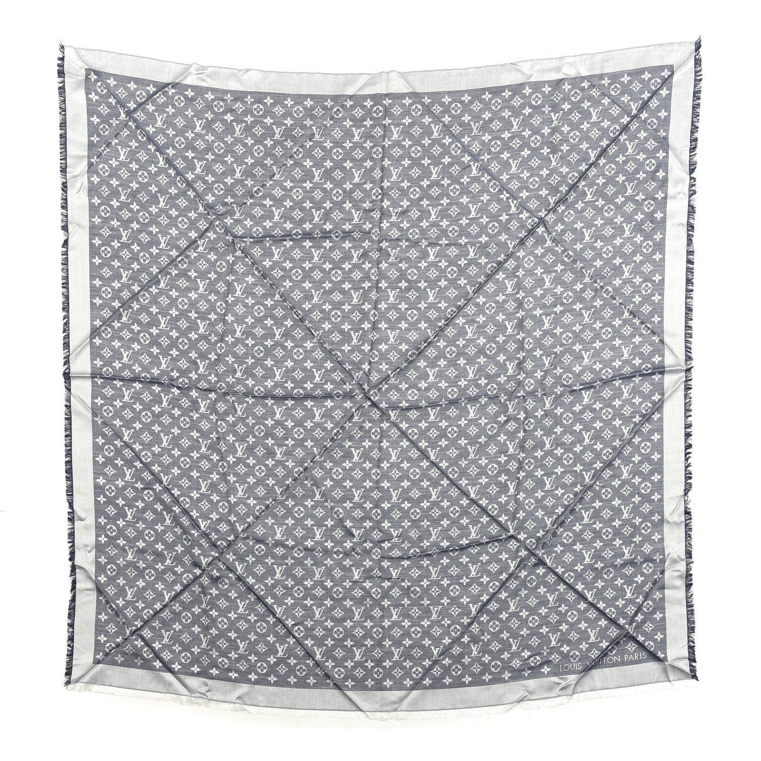 Louis Vuitton Silk Wool Monogram Denim Shawl Blue 1 of 3