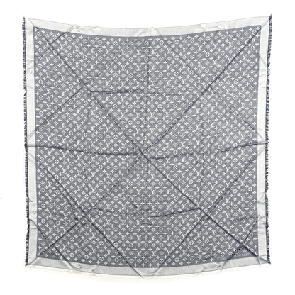 Louis Vuitton Silk Wool Monogram Denim Shawl Blue 1 of 3