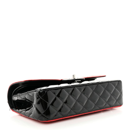 Chanel Patent Calfskin Quilted Bi-Color Medium Double Flap Black Red 4 of 11