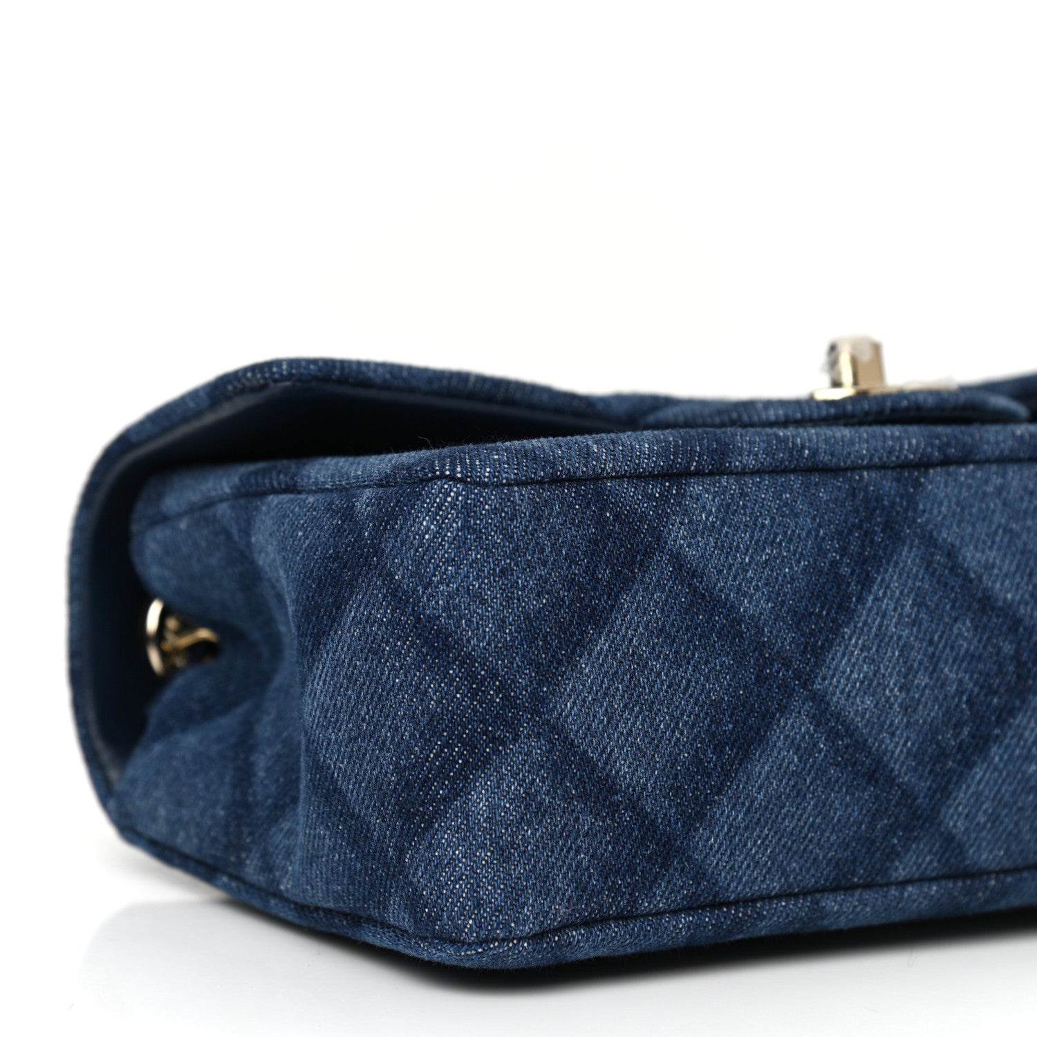 Chanel Printed Denim Quilted Mini Rectangular Flap Dark Blue 9 of 10