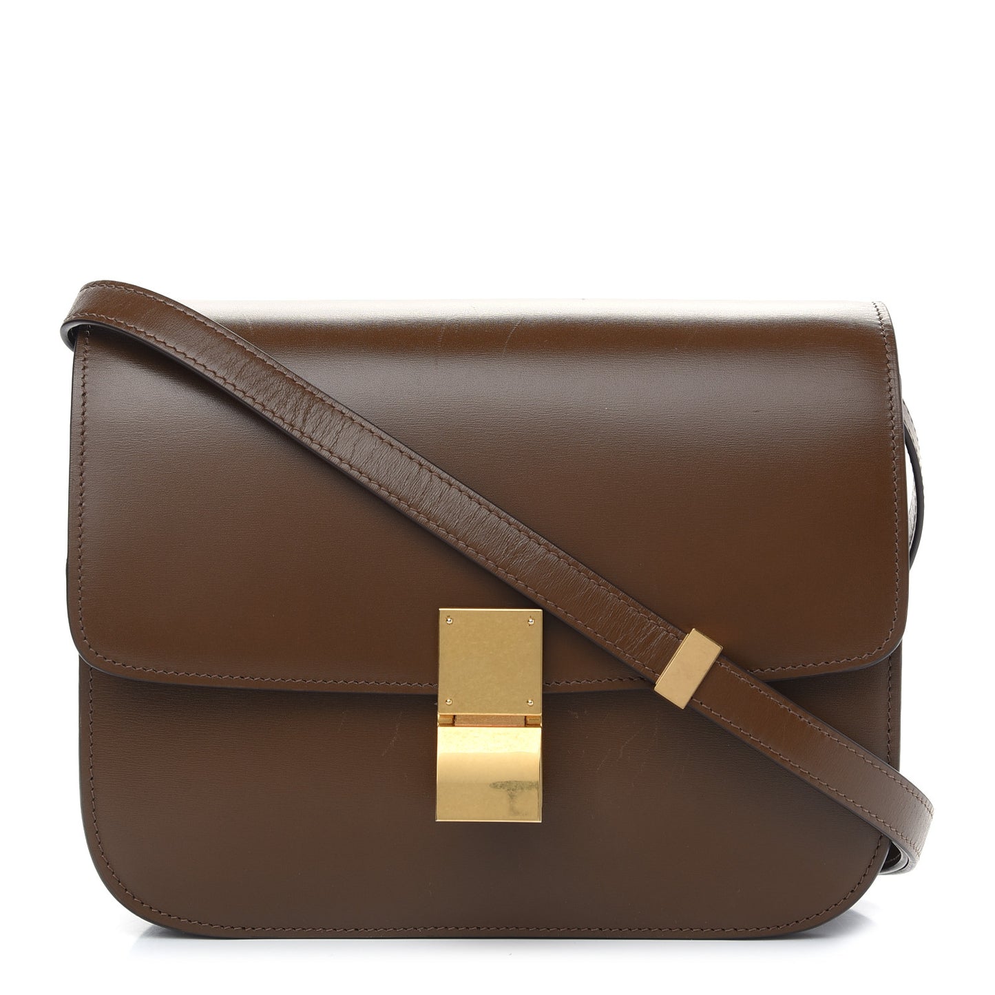 Box Calfskin Medium Classic Box Flap Bag Camel