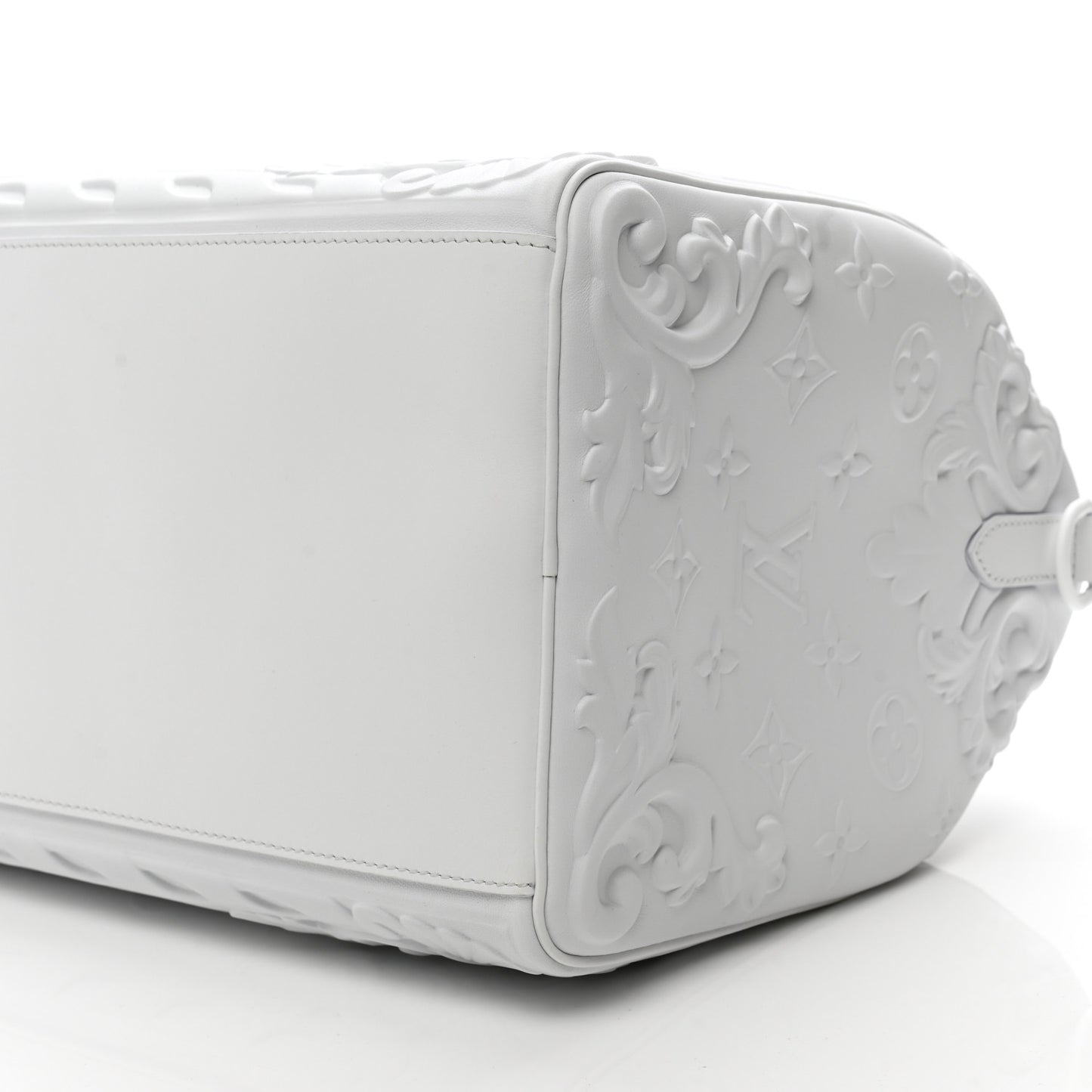 Calfskin LV Ornament Keepall 50 Bandouliere  Optic White