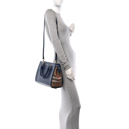 Burberry Calfskin Mega Check Banwell Tote Dark Canvas Blue 2 of 9