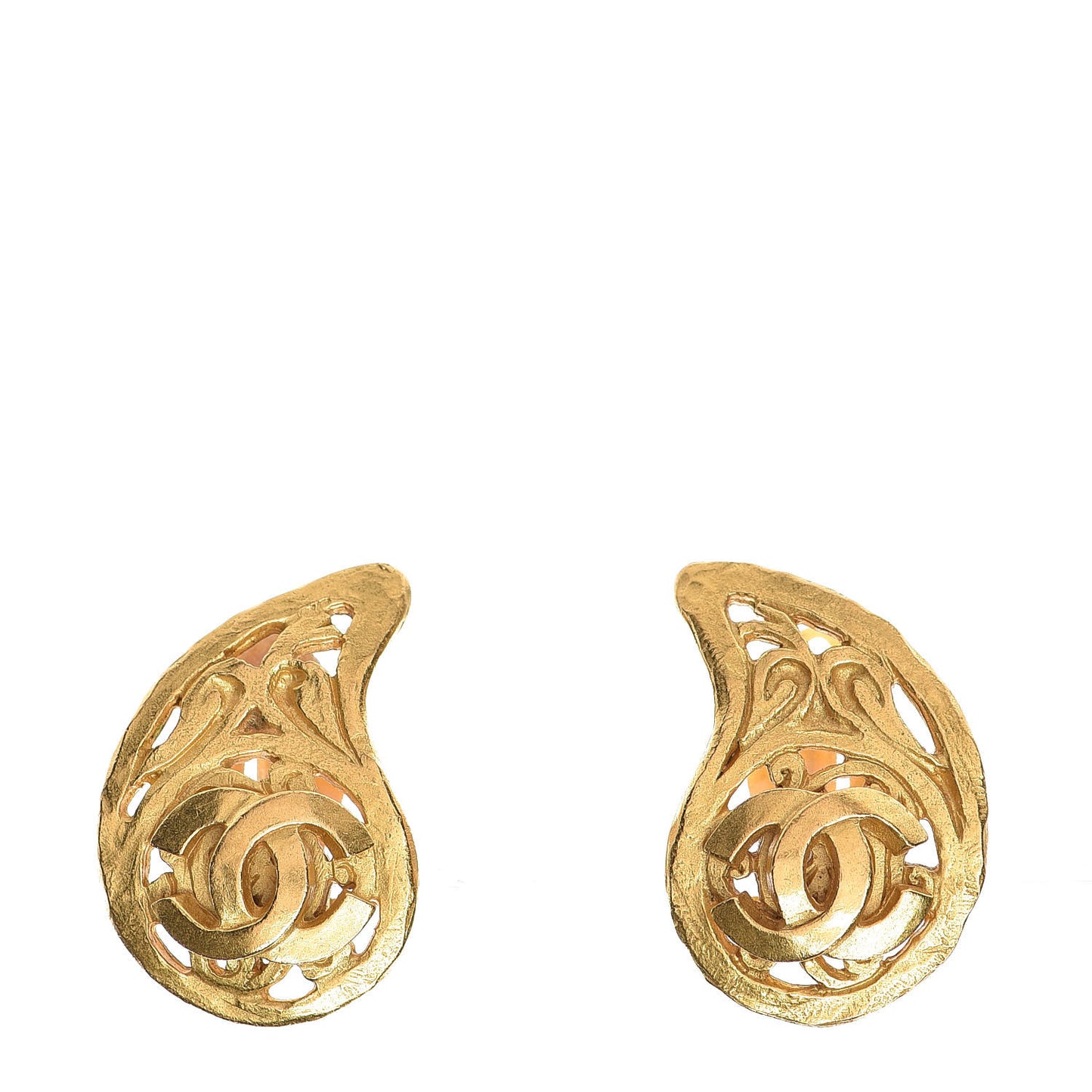CC Tear Drop Clip On Earrings Gold