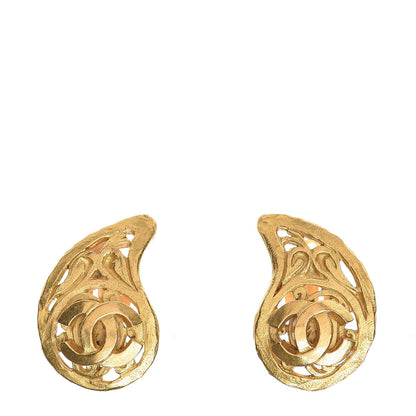 Chanel CC Tear Drop Clip On Earrings Gold 1 of 5