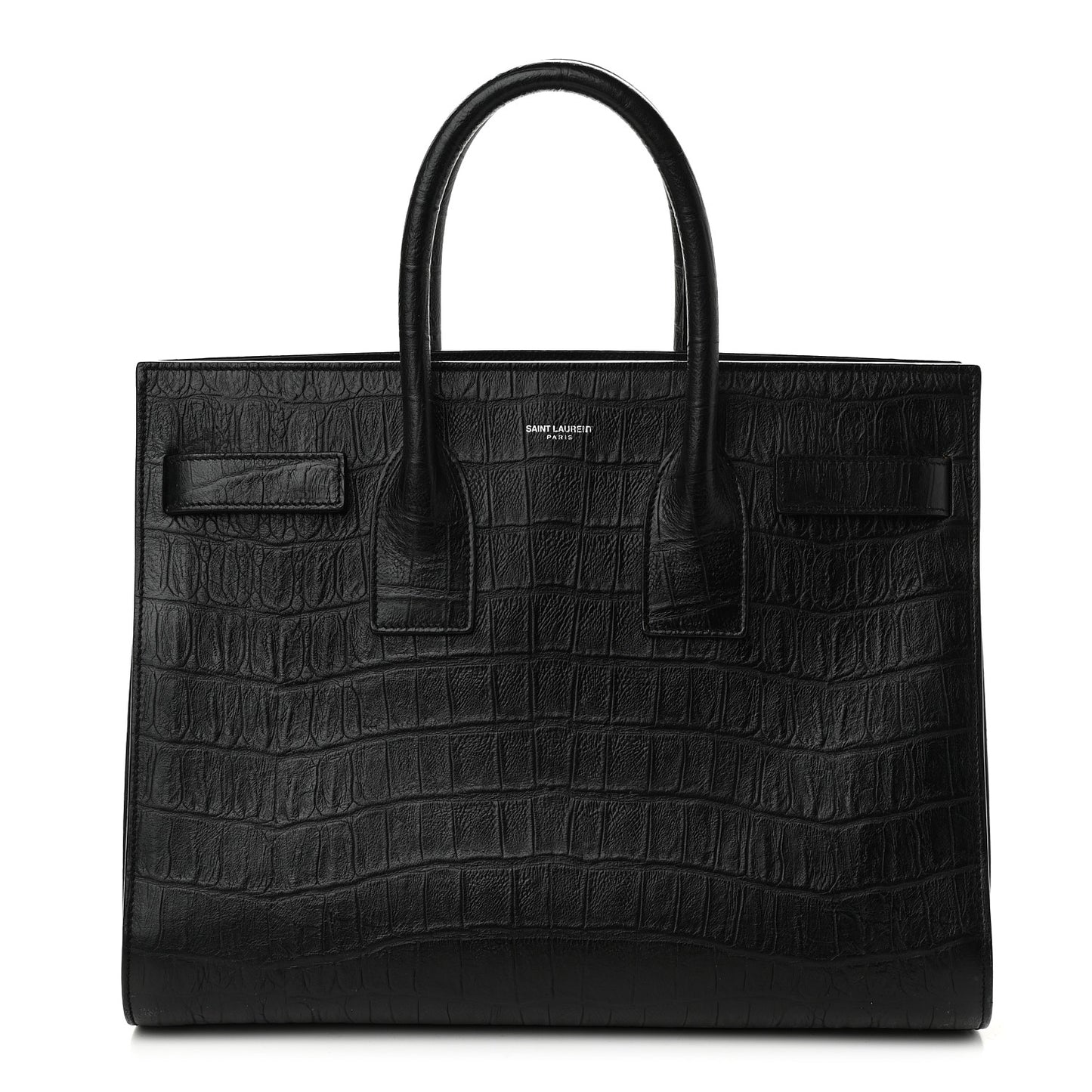 Calfskin Crocodile Embossed Small Sac de Jour Black