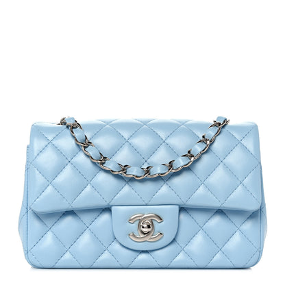 Chanel Lambskin Quilted Mini Rectangular Flap Light Blue 1 of 10