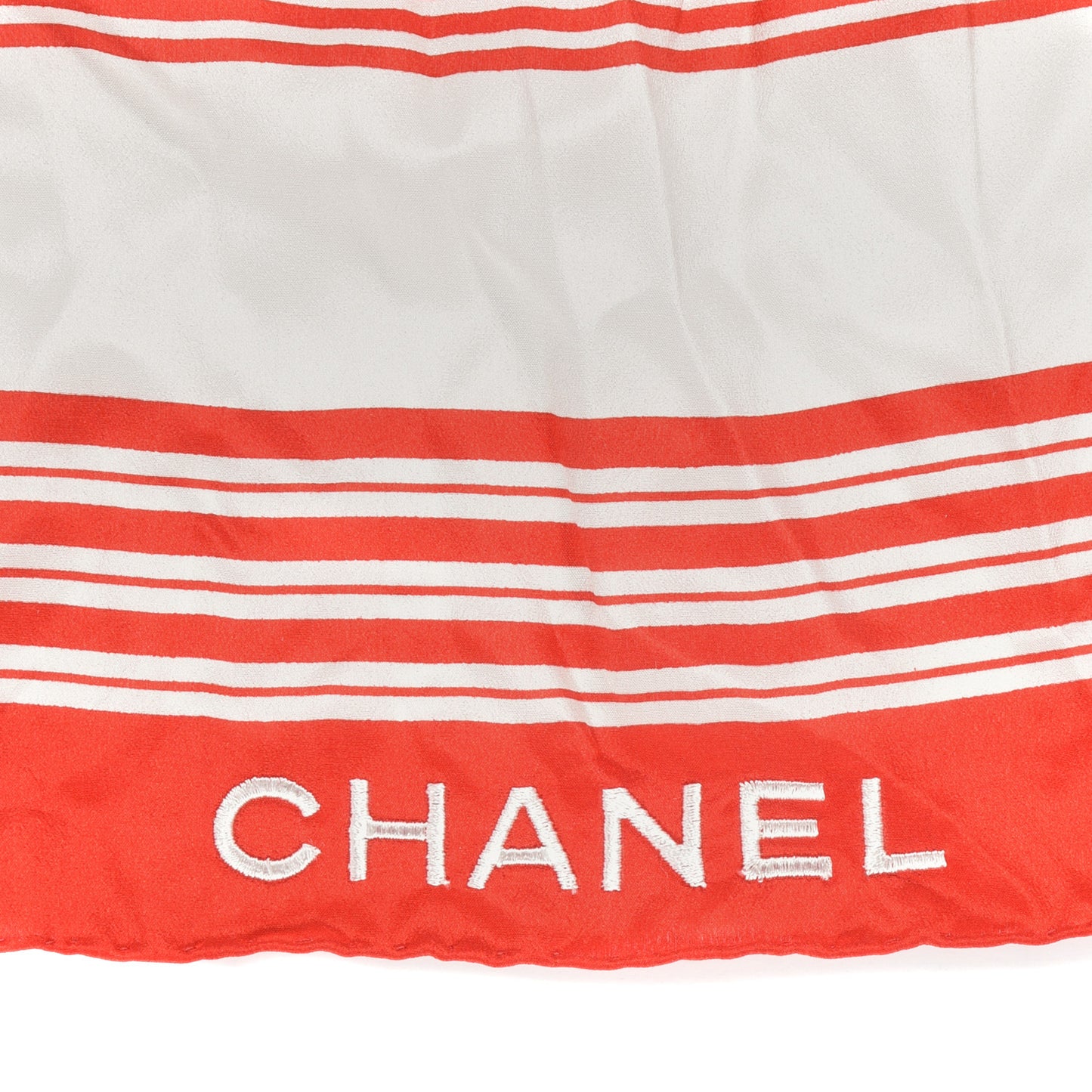 Silk CC Striped Stole Red White