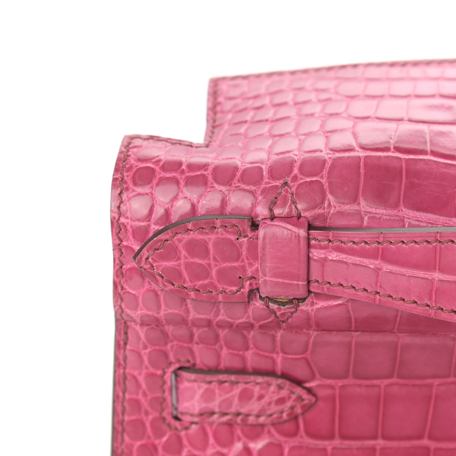 Hermes Shiny Alligator Kelly Pochette Fuchsia 9 of 26