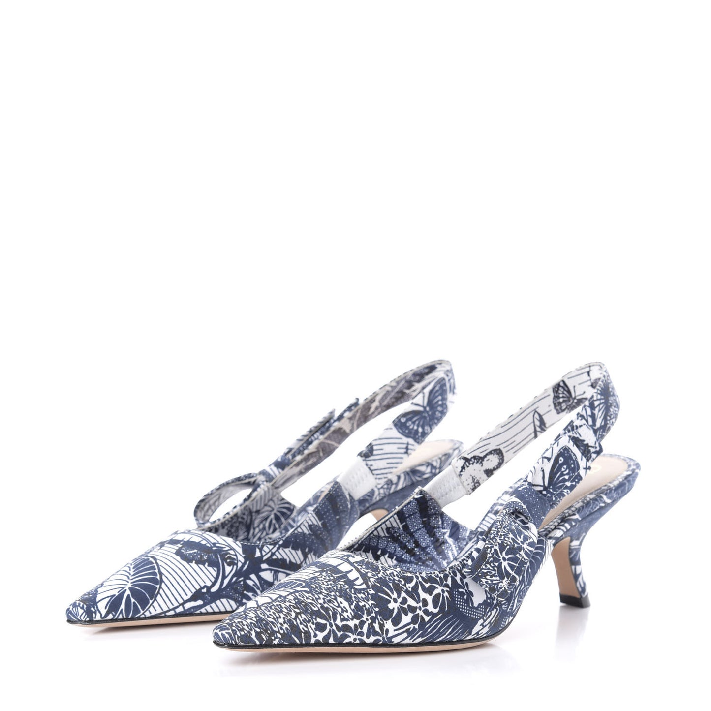 Toile De Jouy Tropicalia Sweet D Slingback Pumps 37 Indigo White