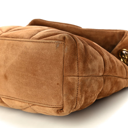 Saint Laurent Suede Calfskin Quilted Small Loulou Puffer Monogram Chain Satchel Cinnamon 10 of 13
