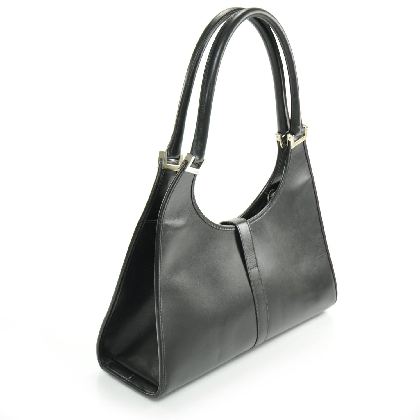 Leather Bardot Shoulder Bag Black
