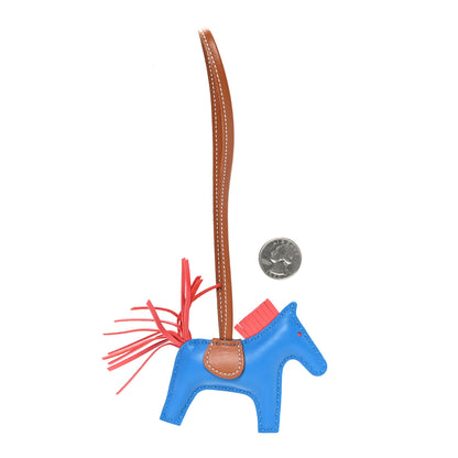 Hermes Milo Lambskin Grigri Rodeo Horse Bag Charm PM Blue Zanzibar Rose Texas Gold 2 of 4