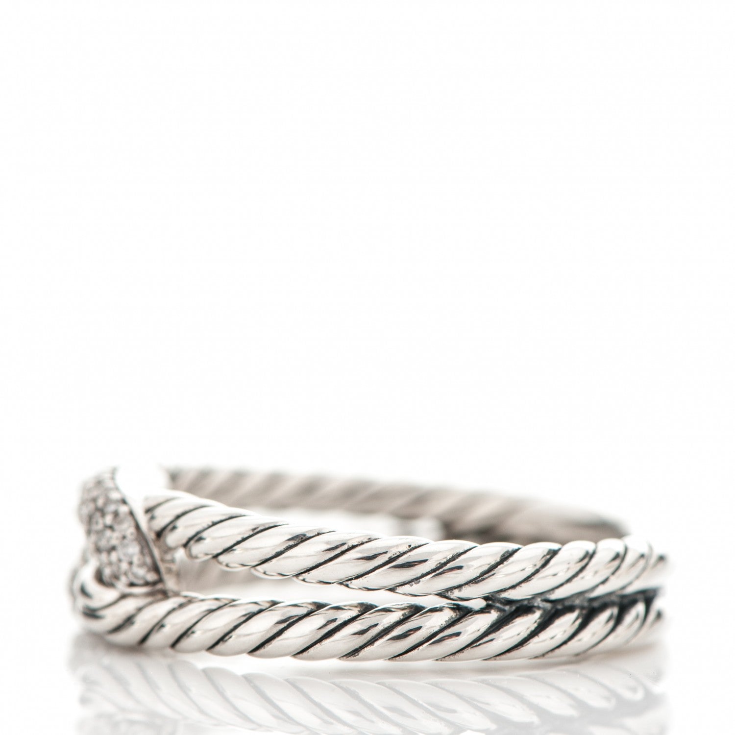 David Yurman Sterling Silver Diamond Petite Loop Labyrinth Ring 54 7 3 of 5